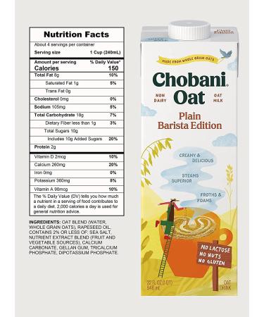Chobani Oat Milk Barista Edition - Shelf Stable Non-Dairy Creamer (Pack of 6) - Buy Online on GoSupps.com