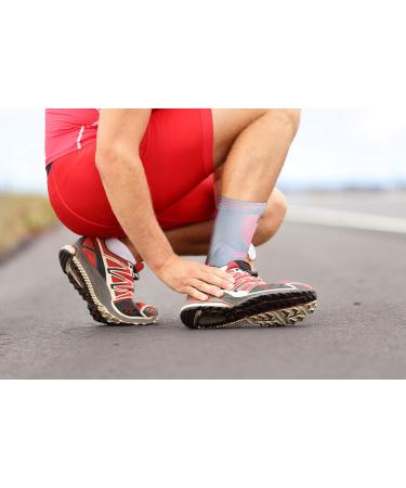 Doctor Developed Ankle Brace & Compression Sleeve | Ankle Support with Silicon Gel Pad & Handbook - Pink/Grey M - Buy Online on GoSupps.com