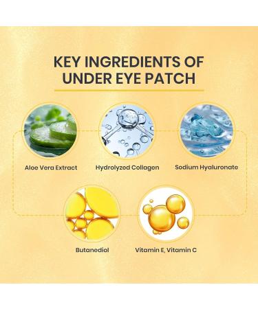 24k Gold Under Eye Patches - Reduce Dark Circles & Puffiness | 7 Pairs of Gold Foil Masks with Betaine & Hyaluronic Acid for All Skin Types - Buy Online on GoSupps.com