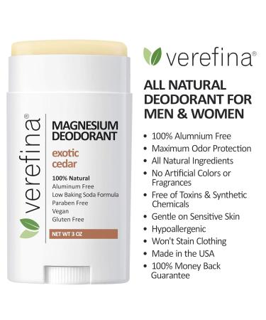 Aluminum Free Deodorant For Men & Women | All Natural | Hypoallergenic | Paraben Free | Non Toxic | Cruelty Free | Vegan | Natural Deodorant For Sensitive Skin | 3 Oz Stick Exotic Cedar 3 Ounce (Pack of 1) - Buy Online on GoSupps.com