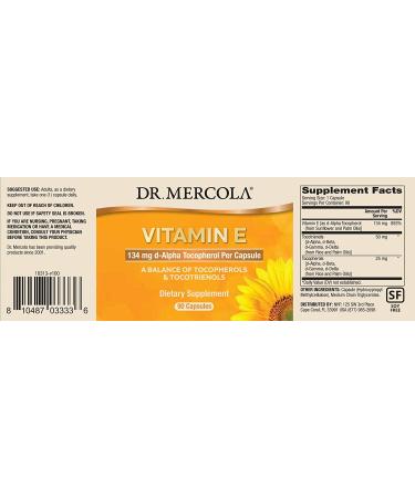Dr. Mercola Vitamin E 90 Capsules - Natural Antioxidant Support - Buy Online on GoSupps.com