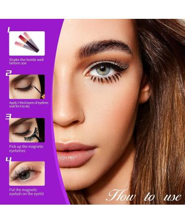 Magnetic Eyelashes Kit - 3D Natural Look, Reusable, No Glue Needed | 5 Pairs with Eyeliner and Tweezers - Buy Online on GoSupps.com