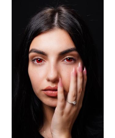 Buy Charmiga Devil Red Colored Contact Lenses - Annual Anime & Cosplay Lenses | Red Crazy Soft Lenses for Halloween & Carnival | 2 Pieces + Lens Containers - Buy Online on GoSupps.com