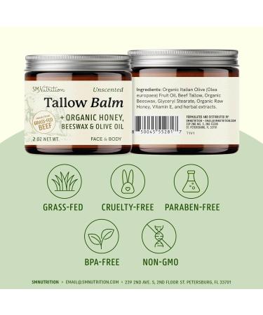 Beef Tallow Honey Balm | Face & Body | With Organic Honey Beeswax & Olive Oil | Face Moisturizer & Body Balm | Grass Fed Beef Tallow for Skin Support | Paraben BPA & Cruelty-Free | Unscented 2 oz 2oz - Buy Online on GoSupps.com