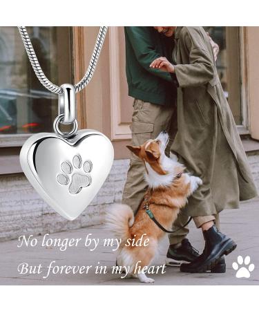 Paw Print Pet Heart Urn Necklace - Memorial Keepsake Jewelry for Pet Ashes - Buy Online on GoSupps.com