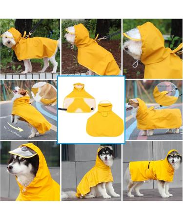 Wufanc Waterproof Dog Raincoat - Yellow Jacket with Transparent Hood for All Dog Sizes (3XL) - Ideal for Large Medium & Small Dogs - Buy Online on GoSupps.com