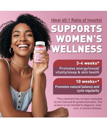 Myo-Inositol & D-Chiro Inositol Gummies for Women 2000mg + 50mg, 40:1 Ratio Inositol with Vegan Omega-3 + D3, Magnesium Glycinate, Methyl Folate + B12 for Female Health & Wellness, Sugar Free, 120 Cts 60 Count (Pack of 2) - Buy Online on GoSupps.com