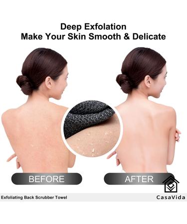 Extended Length Nylon Back Scrubber 2 Pack - CasaVida Charcoal Grey + Blue | Exfoliating Shower Towel | Japanese Stretchable Pull Strap Wash Cloth - Buy Online on GoSupps.com