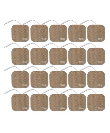 TENS Wired Electrodes Compatible with TENS 7000, Premium Replacement Pads for TENS Units, Discount TENS Brand (2in x 2in, 20 Pack)