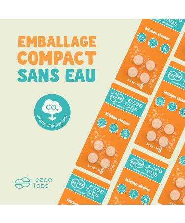 EzeeTabs Kitchen Cleaner - Cleaning Tablets for Microplastic-free Biodegradable and Vegan Cleaning Products - 4 x Cleaner with Degreasing Power and 1 x Reusable Bottle - Buy Online on GoSupps.com