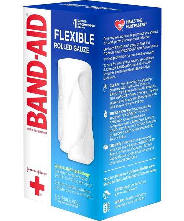 Band-Aid Brand Rolled Gauze 3 Inches x 2.5 Yards - First Aid Product, Pack of 1 - Buy Online on GoSupps.com
