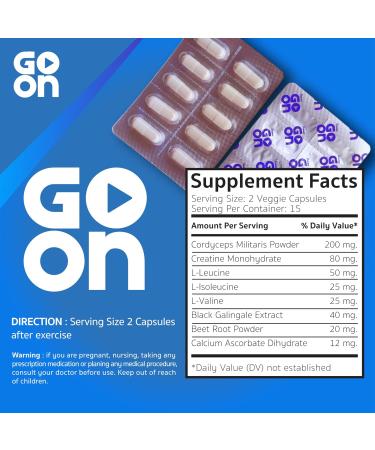 GOON Endurance Marathon Supplements for Triathletes | Boost Fitness & Recovery with Cordyceps Creatine & BCAA - 30 Caps - Buy Online on GoSupps.com