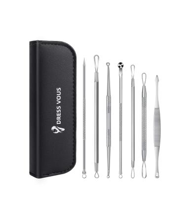 Facial Blackhead Remover Tools  Black Head Pimple Extractor for Face  7 Pcs Acne Tools for Nose Face Tools with a Leather Bag.(7 Pcs Blackhead Remover Tool)