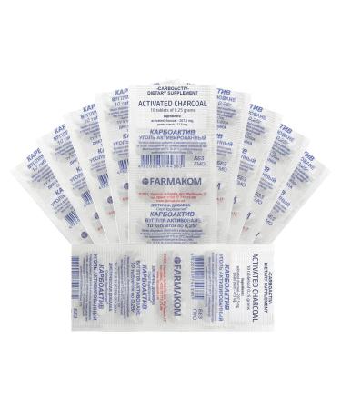 Activated Charcoal Carbo activatus 100-600 Tablets of 0.25g (400 tabs)