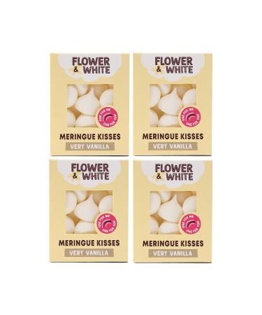 Flower & White Very Vanilla Meringue Kisses (4 Pack) Low Calorie 10 Calories Per Kiss Vegetarian Gluten-Free Natural Flavours & Ingredients 4 x 100g