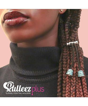 Pulleez Plus Sliding Ponytail Holder Set - 4 Pack Acrylic Charm Hair Ties (2 Brown/2 Black) - Buy Online on GoSupps.com