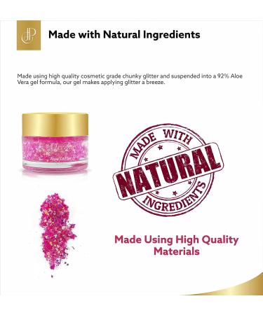 CJP Beauty Holographic Glitter Gel - Self-Adhesive & Quick-Dry Body Glitter - 92% Aloe Vera - For Body, Hair, Face, Eyes - 14g/0.49oz - Barby Mood - Buy Online on GoSupps.com