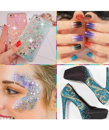 Buy 12 Color Holographic Cosmetic Glitter for Nail Body Face & Hair Decoration - Colorful Purple - International Shipping Available - Buy Online on GoSupps.com