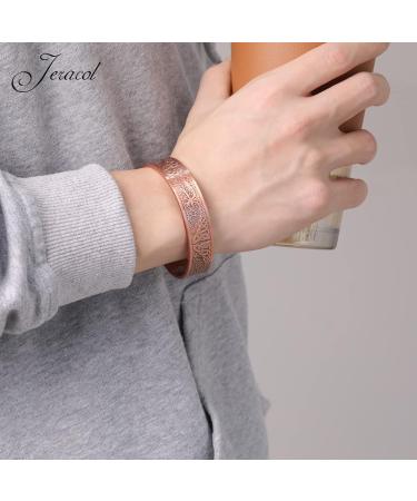 Jeracol Copper Magnetic Bracelet | 100% Solid Copper Cuff Bangle with Powerful Magnets | Adjustable Size | 3500 Gauss | Jewelry Gift Box - Buy Online on GoSupps.com