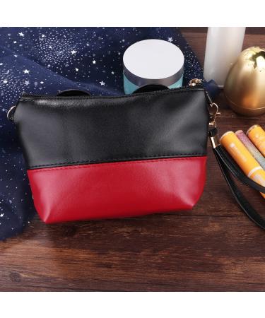 Yiwoo Cute Black Leather Makeup Bag - Travel Handbag with Zipper | Stylish Purse for Cosmetics - Buy Online on GoSupps.com