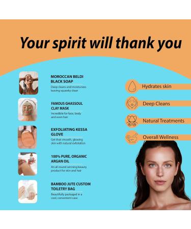 Zakia's Moroccan Hammam Spa Rejuvenating Ritual Kit - 6-Piece Beauty Set for All Skin Types - Purify Tone Cleanse & Exfoliate with Amber Musk - Buy Online on GoSupps.com