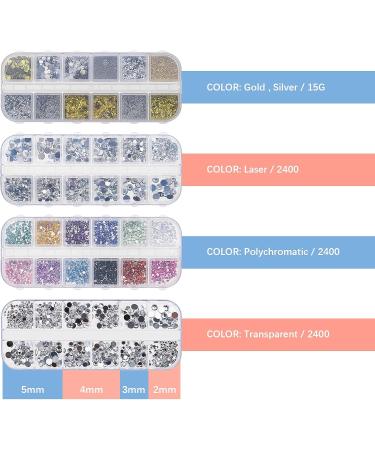 ECSiNG 4 Boxes Mixed Flat Back Hot Fix Round Glass Rhinestones Kit 2-5mm Clear AB Mixed Colours for Manicure Nail Decorations DIY Face Art - Buy Online on GoSupps.com