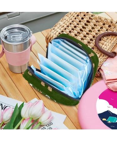 Dino Dinosaur Grunge Pattern Sanitary Napkin Storage Bag | Portable Menstrual Cup Pouch for Teen Girls & Women - Zippered Design - Buy Online on GoSupps.com