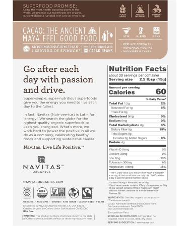 Navitas Organics Cacao Powder 454 Gram (Pack of 3) - Buy Online on GoSupps.com