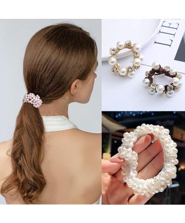 Noverlife 5PCS Pearl Hair Ties - Crystal Rhinestone Ponytail Holder Ropes for Women & Girls - Buy Online on GoSupps.com