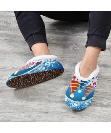 Mnsruu Christmas Snowman Star Snow Slippers - Comfortable Non-Slip Fleece Men's Shoes Size 43-46 (UK 8-9) - Ideal for Cozy Winter Nights - Buy Online on GoSupps.com