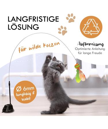 Kasparino Cat Toy Fishing Set 2.0 | Interactive Durable Cat Toys with Springs Bird & Suction Cup | Includes Catnip for Self-Employment Fun - Buy Online on GoSupps.com