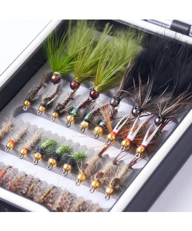 Buy Bassdash Fly Fishing Flies Set - 33PCs Trout & Bass Flies with Fly Box | Dry Wet Nymphs Streamers Popper - International Shipping Available - Buy Online on GoSupps.com