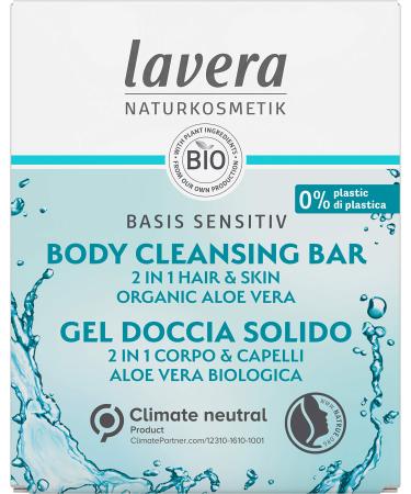 lavera solid shower 2 in 1 basis sensitiv Hydro Feeling - with organic aloe vera and plant keratin - cleans without drying out - 3x more productive than liquid shower gel - natural cosmetics - 50g