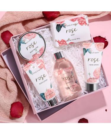 BODY & EARTH Rose Bath Spa Gift Set - 5 Piece Box for Women | Pamper & Relax with Soap, Shower Gel, Body Butter, and Lotion | Ideal Birthday & Christmas Gifts for Her - Buy Online on GoSupps.com