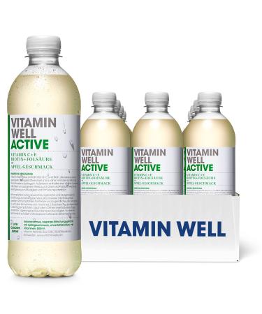 Vitamin well vitamin water with taste - vitamin C vitamin E biotin folic acid - functional and low -calorie drink - 12 x 500ml including deposit (Active)