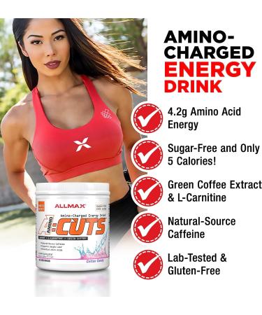 ALLMAX Nutrition AMINOCUTS (ACUTS) Energy Drink with Taurine, L-Carnitine, Green Coffee Bean Extract - Watermelon Flavor | 30 Servings - Buy Online on GoSupps.com