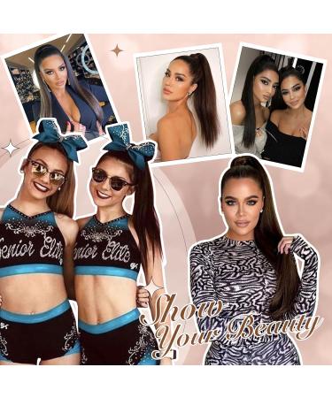 Fine Ponytail Extensions - Long Straight Braid Drawstring Synthetic Hair - 70cm Black Ombre Red - Smooth Tangle-Free for Women - Buy Online on GoSupps.com