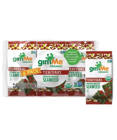 gimMe Organic Roasted Seaweed Sheets - Teriyaki - Keto, Vegan, Gluten Free - Great Source of Iodine and Omega 3’s - Healthy On-The-Go Snack for Kids Adults, 6 Count Teriyaki *New 6 Count Trial Size