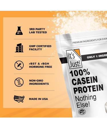 It's Just! - 100% Casein Protein Powder Made in USA One Ingredient Slow Burning Time Release 6.9g BCAAs 1g Carb Non-GMO (Unflavored 3lbs/48oz) Unflavored 3 Pound (Pack of 1) - Buy Online on GoSupps.com