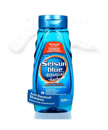 Selsun Blue Botanicals Anti-Dandruff Shampoo 325mL Itchy Dry Scalp Citrus Blast 3% Salicylic Acid with 8 Moisturizers and Vitamin E Relieves Itching & Flaking