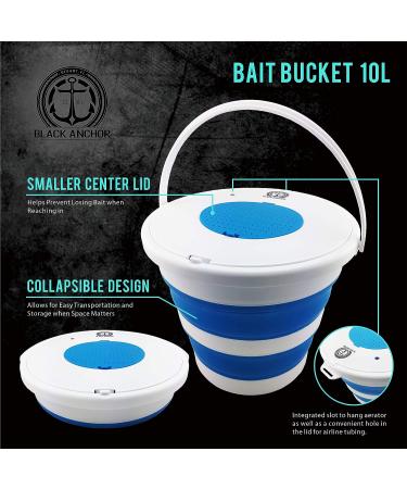 Black Anchor Collapsible Bait Bucket 10L | Lightweight with Aerator Slot and Tubing Hole - Buy Online on GoSupps.com