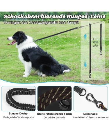 Aystkniet Bungee Dog Leash - Shock-Absorbing Padded Handle Reflective 3m-30m for Medium & Large Dogs - Durable Brown Drag Line - Buy Online on GoSupps.com