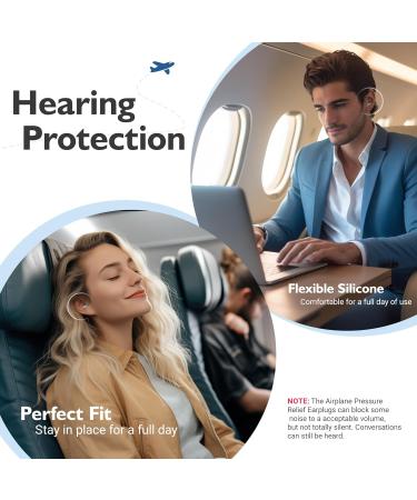 Pressure Equalizing Ear Plugs - 2 Pairs for Airplane Travel 25dB Noise Reduction Reusable Silicone for Adults & Kids 12+ Fits All Ear Canals - Blue - Buy Online on GoSupps.com