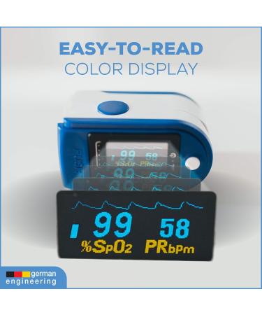 Beurer PO50 Fingertip Pulse Oximeter - Blood Oxygen & Heart Rate Monitor | Compact Lightweight Batteries & Strap Included | International Shipping - Buy Online on GoSupps.com