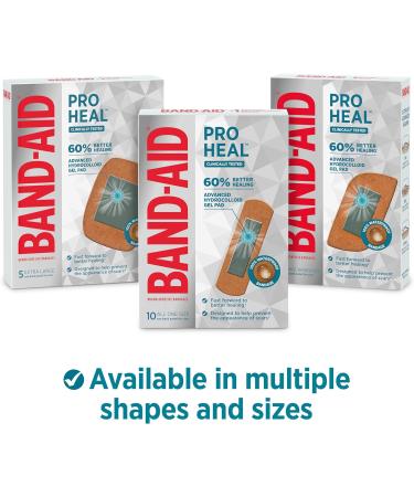 Buy Band-Aid Pro Heal Adhesive Bandages - Large Waterproof Hydrocolloid Gel Pads for Minor Wounds | Sterile First Aid | 5 ct | Fast International Shipping - Buy Online on GoSupps.com