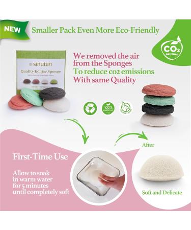 Sinutan Konjac Face Sponge | 100% Natural Bamboo Activated Carbon & Green Tea | Deep Cleansing & Peeling Round Face & Body Sponge - Buy Online on GoSupps.com