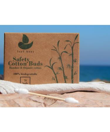 LEAF BOAT Biodegradable Cotton Buds 78 Pieces | Eco-Friendly Vegan Ear & Makeup Cleaning | GOTS Certified | Recycled Packaging | Plastic-Free - Buy Online on GoSupps.com