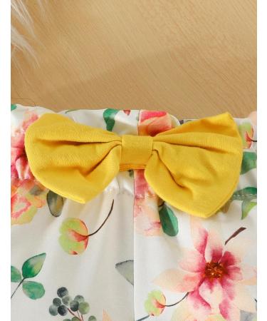 Puseky Toddler Baby Girls Cute Letter Print Long Sleeve Shirt Floral Pant Outfit Set 12-18 Months - Yellow + Floral - Buy Online on GoSupps.com