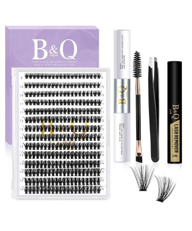 B&Q DIY Eyelash Extension Kit 280 PCS Cluster Lashes Kit D 9-16MIX Diy Lash Extensions Kit with Lash Bond and Seal Lash Remover Lash Applicators for Lash Clusters Lash Kit (Kit-50D-D Curl 9-16mm) kit-50D-D Curl 1 count (Pack of 1)