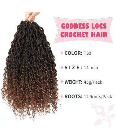 Goddess Locs Crochet Hair 14 Inch - 8 Pack Pre-looped River Fauxs Locs Crochet Hair T30 for Black Women - Buy Online on GoSupps.com
